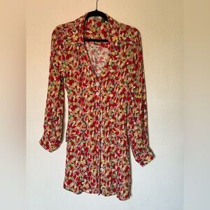 Rixo Floral Button-Up Blouse Anthropologie size S